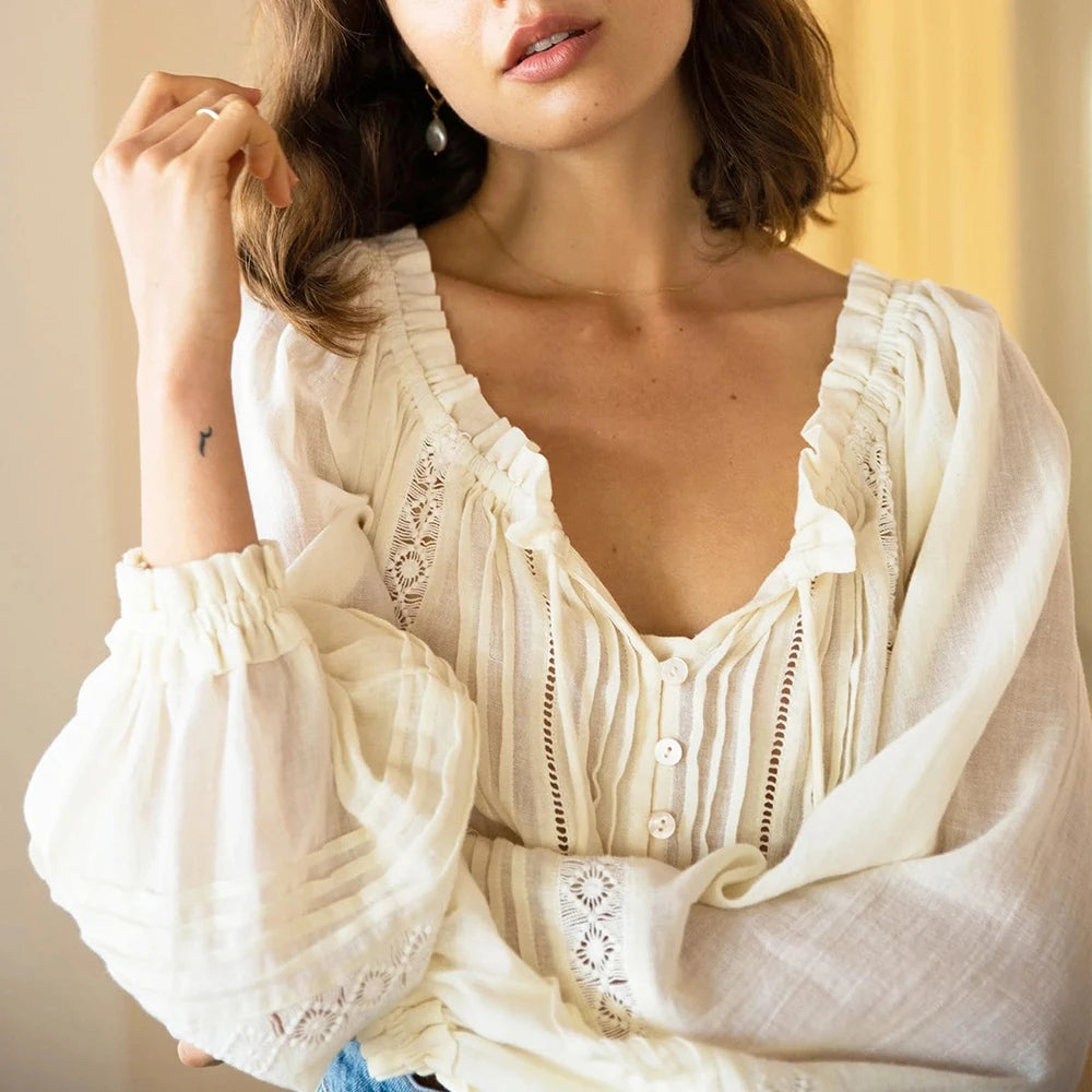 Boho White Lace Blouse