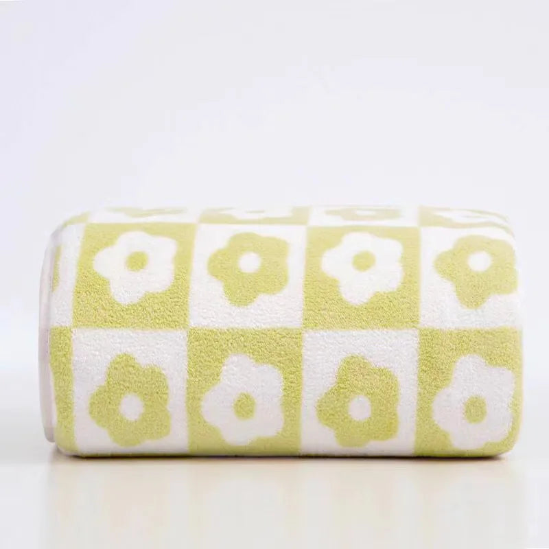 Flower Pattern Coral Velvet Towel