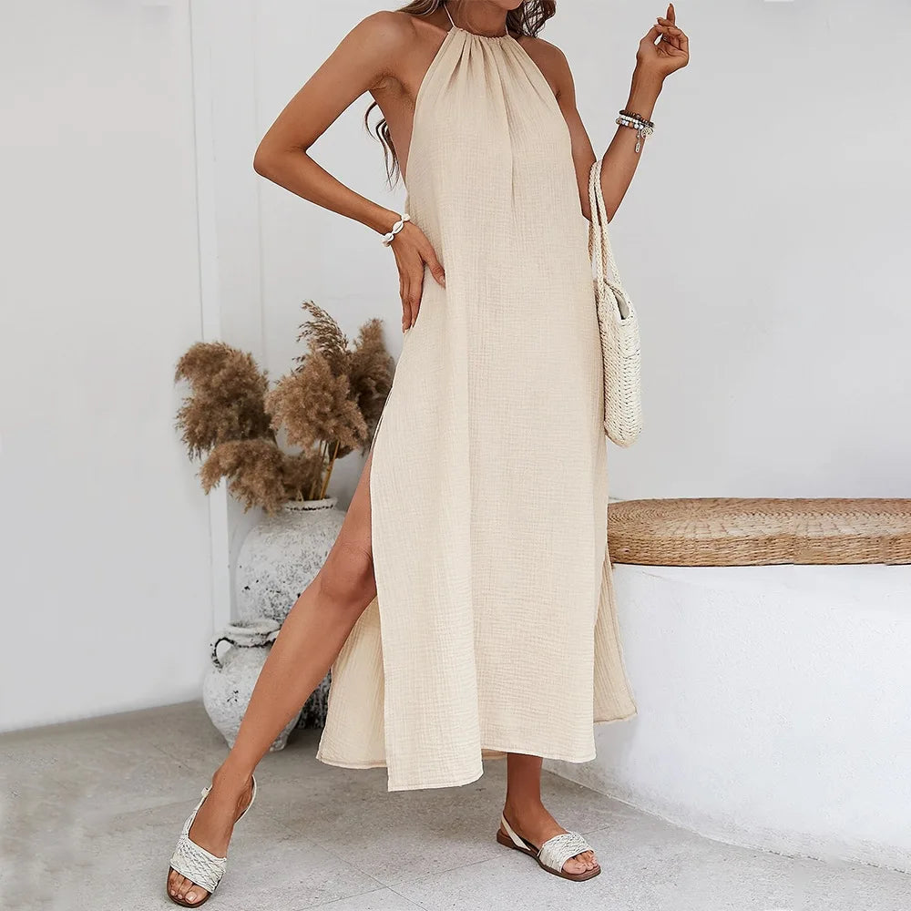 Cotton Gauze Halter Dress