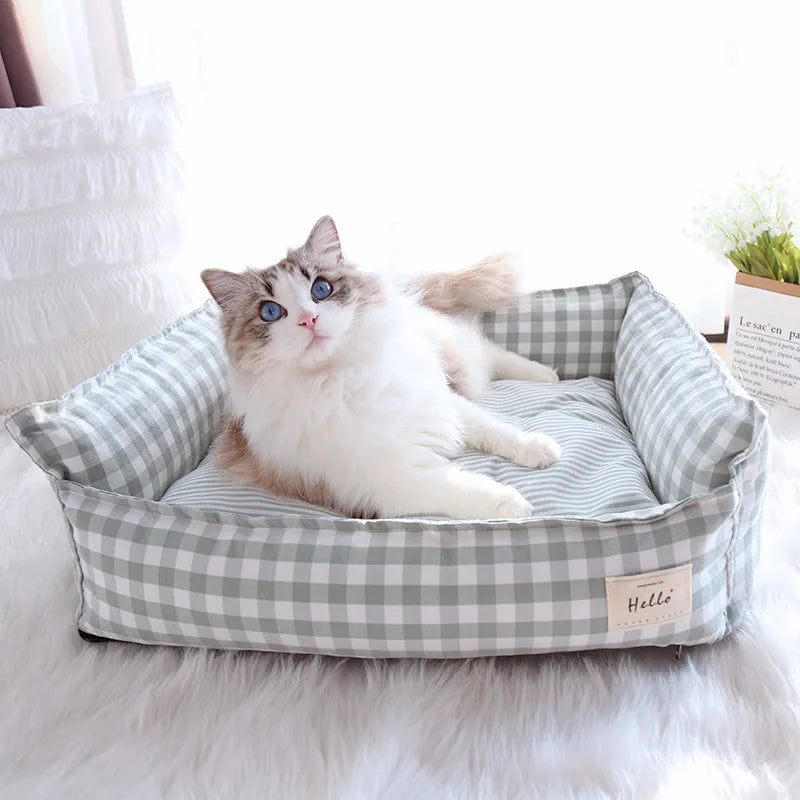 Gingham Cotton Pet Bed