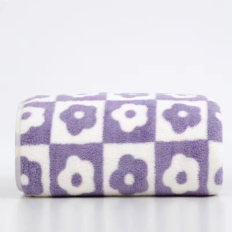 Flower Pattern Coral Velvet Towel