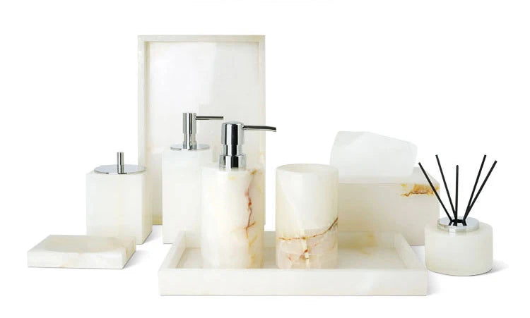 White Onyx Marble Bathroom Set