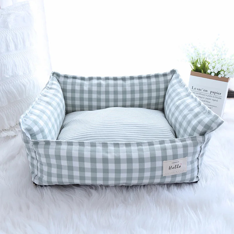 Gingham Cotton Pet Bed