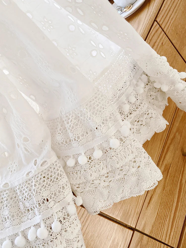 White Cotton Eyelet Skirt