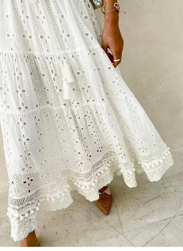 White Cotton Eyelet Skirt