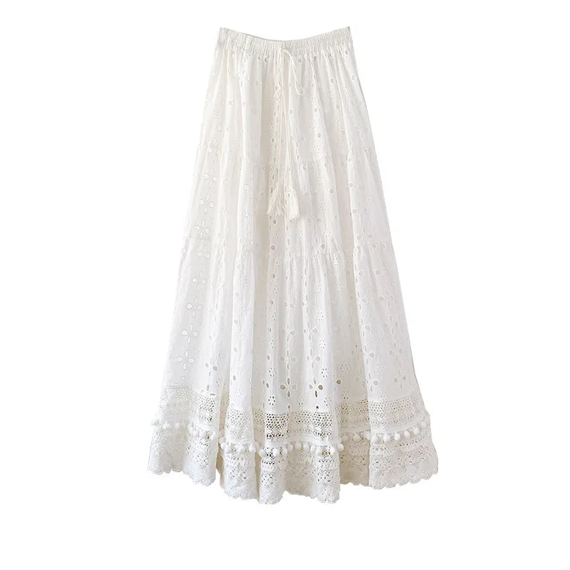 White Cotton Eyelet Skirt