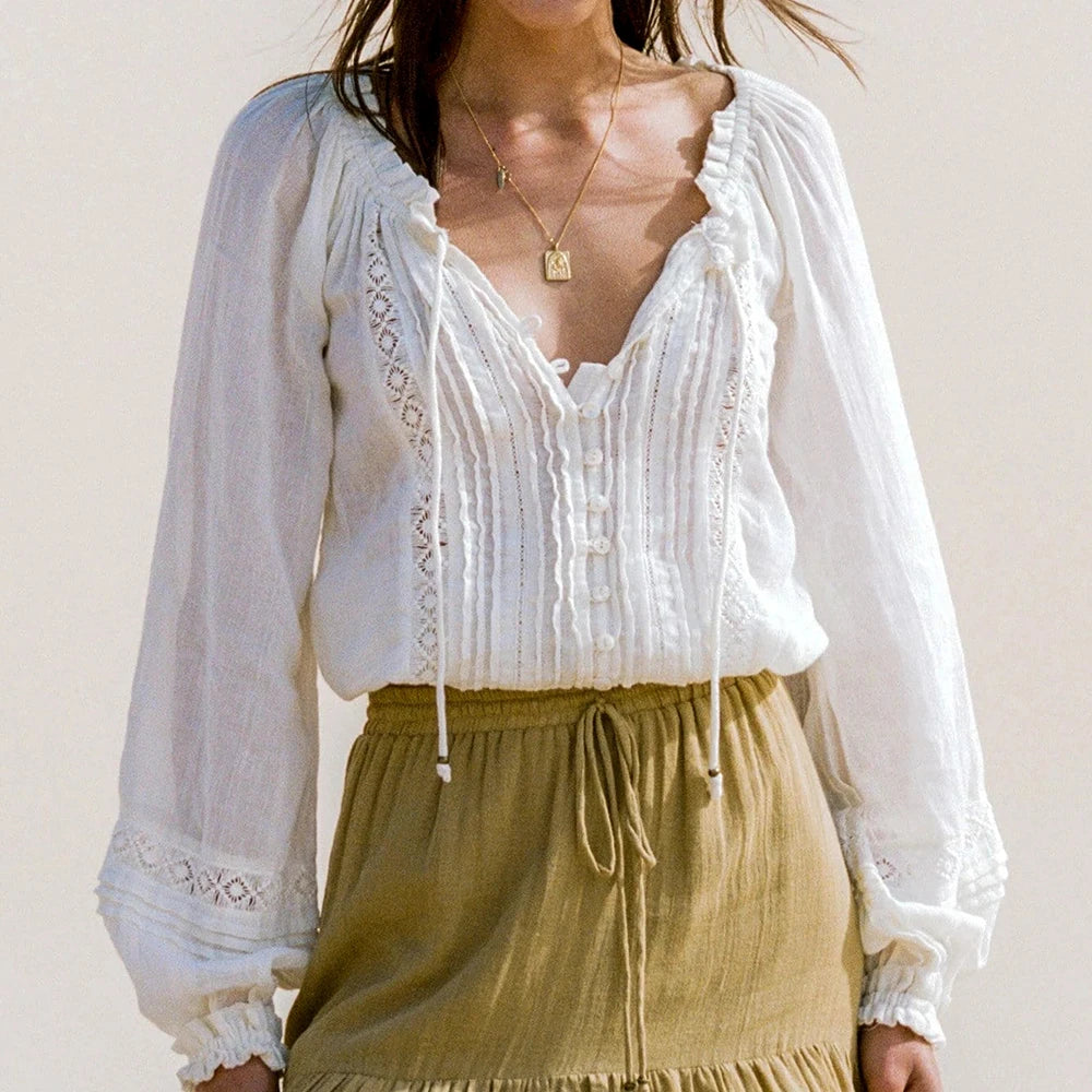 Boho White Lace Blouse