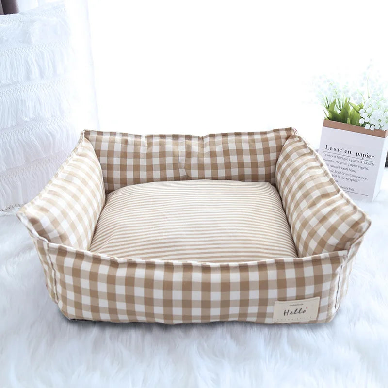 Gingham Cotton Pet Bed
