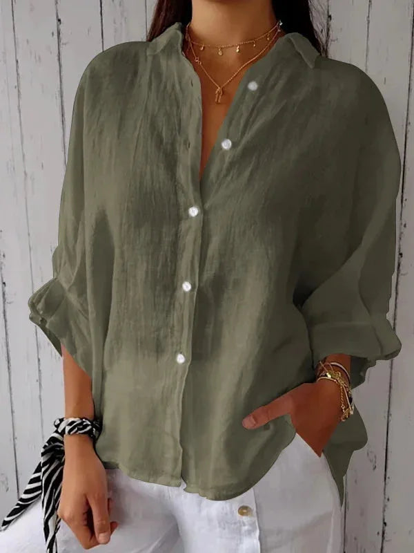 Tie-Back Button-Up Shirt
