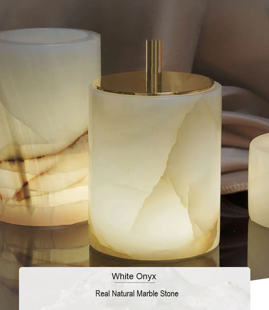 White Onyx Marble Bathroom Set