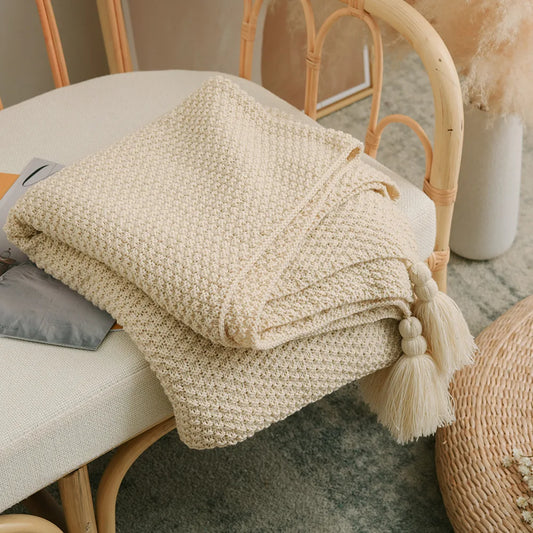Wool Knit Throw Blanket