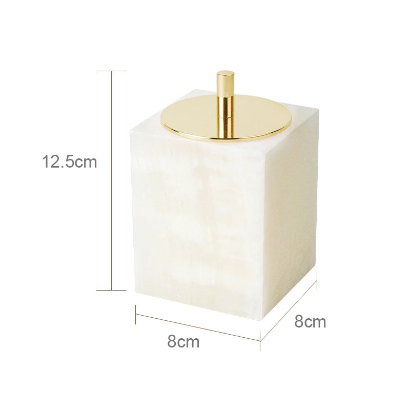 White Onyx Marble Bathroom Set