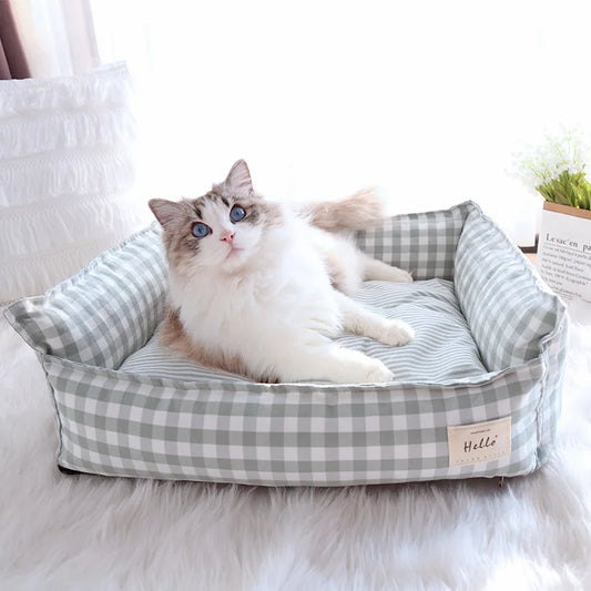 Gingham Cotton Pet Bed