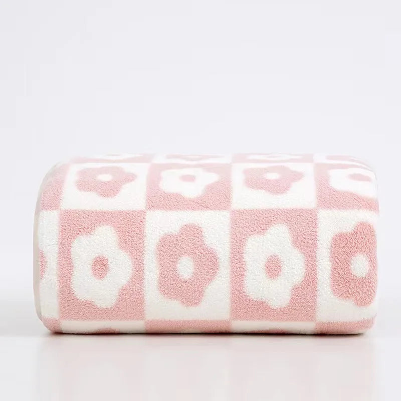 Flower Pattern Coral Velvet Towel