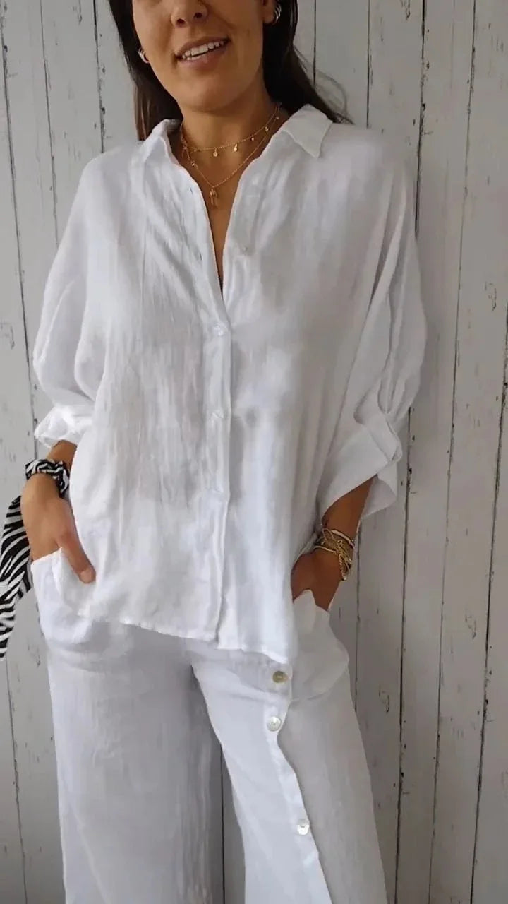 Tie-Back Button-Up Shirt