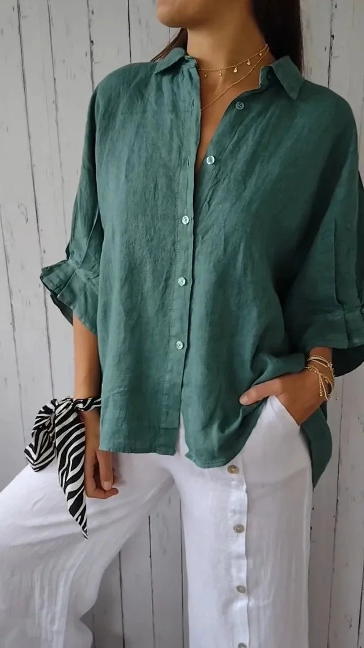 Tie-Back Button-Up Shirt