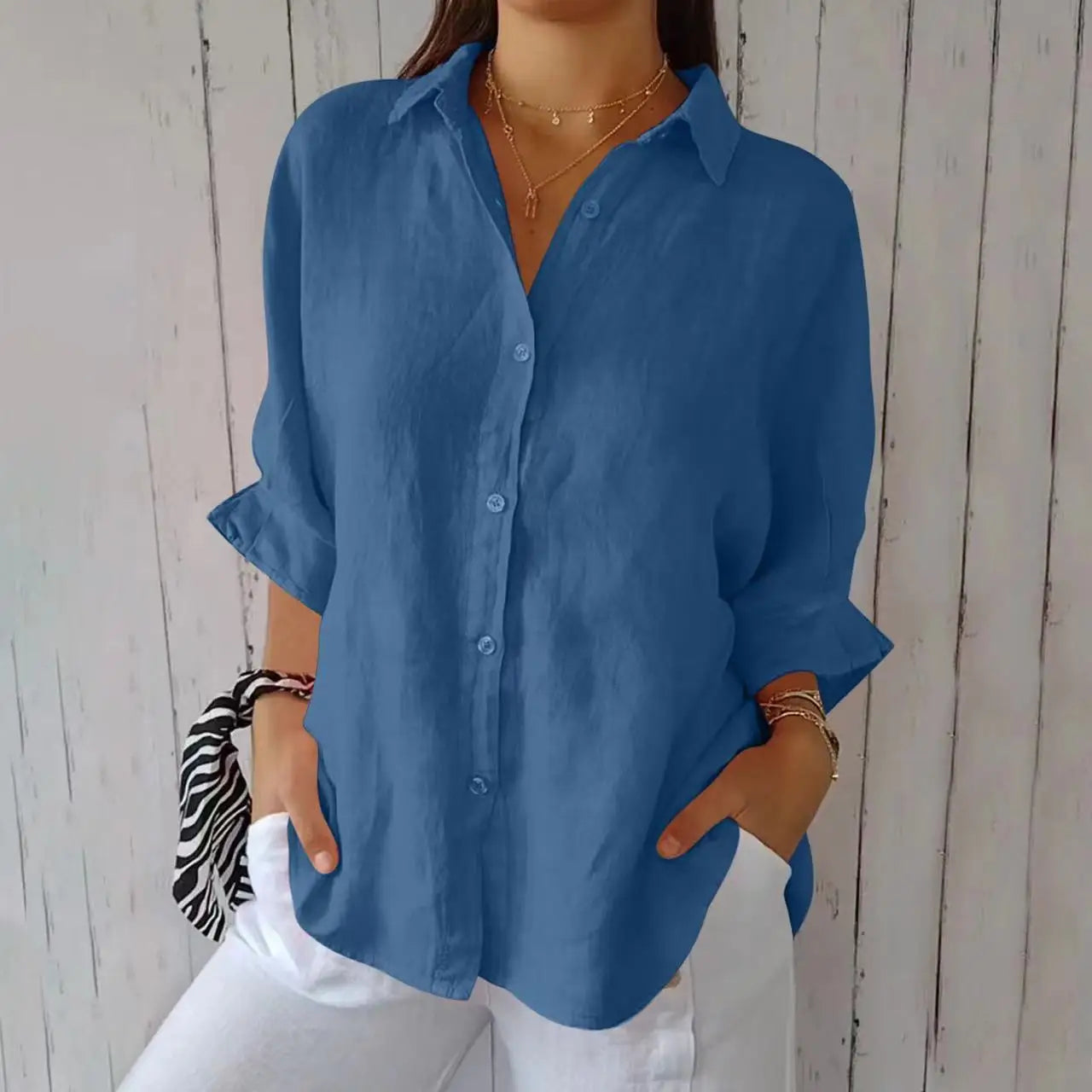 Tie-Back Button-Up Shirt
