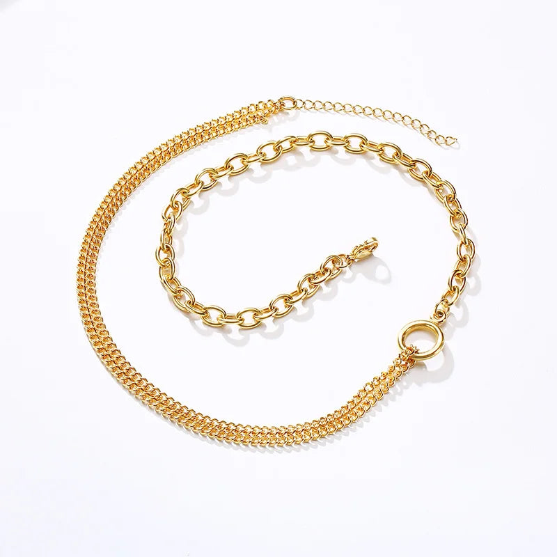 Oval Link & Double Cuban Chain Necklace