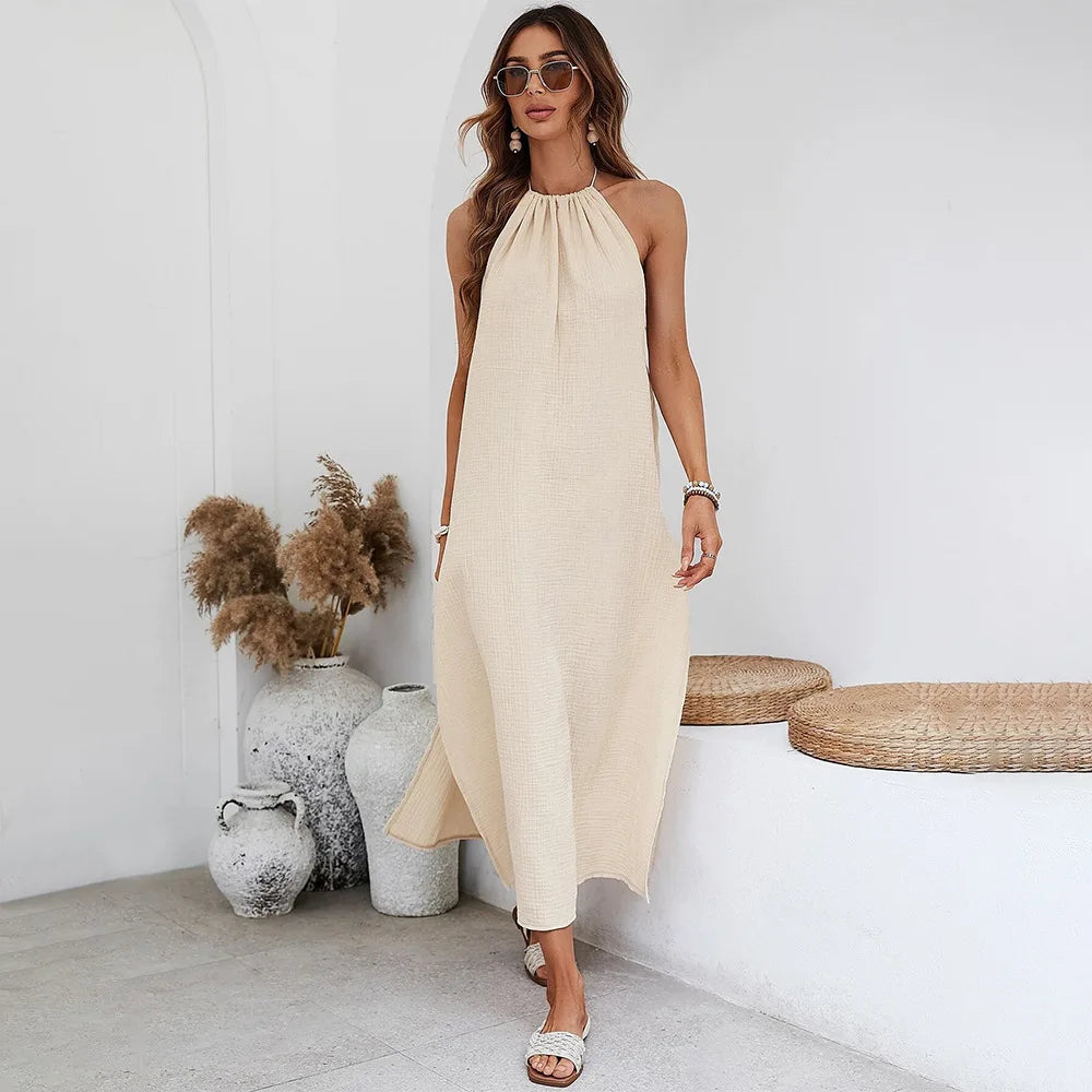 Cotton Gauze Halter Dress