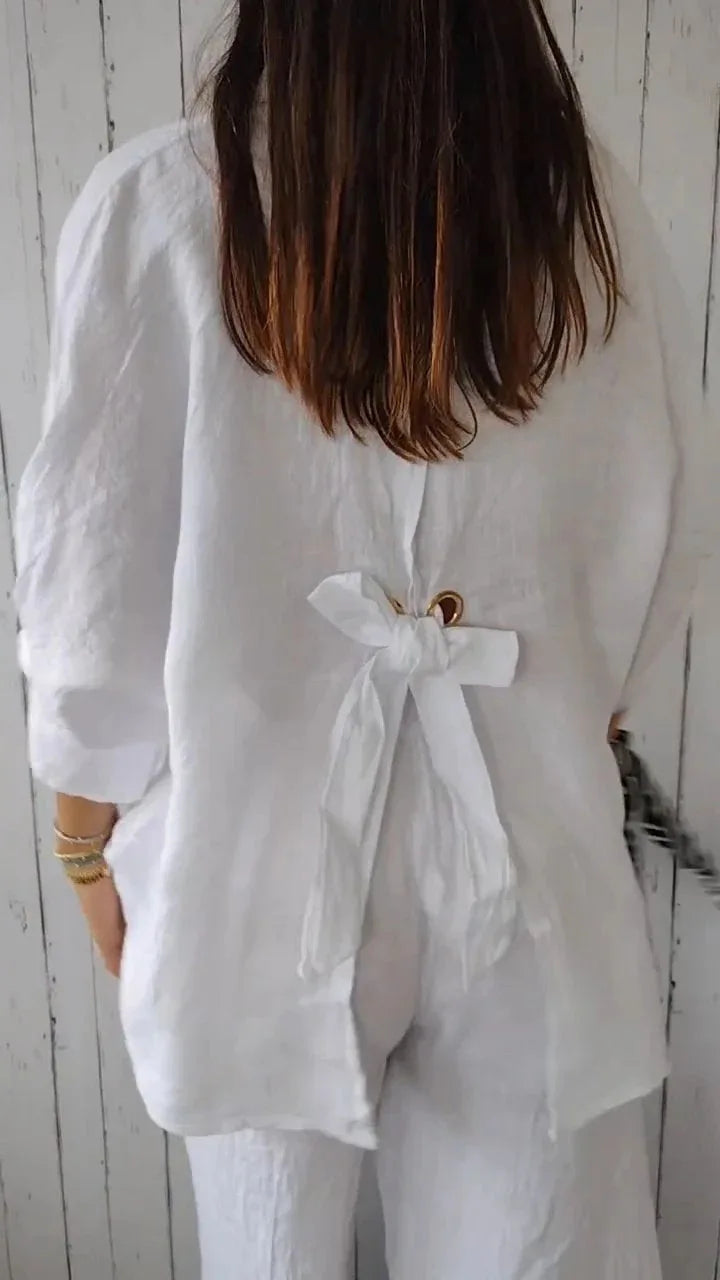 Tie-Back Button-Up Shirt
