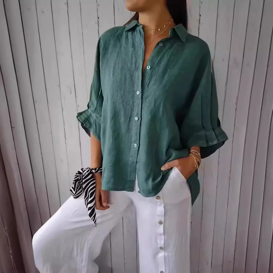 Tie-Back Button-Up Shirt