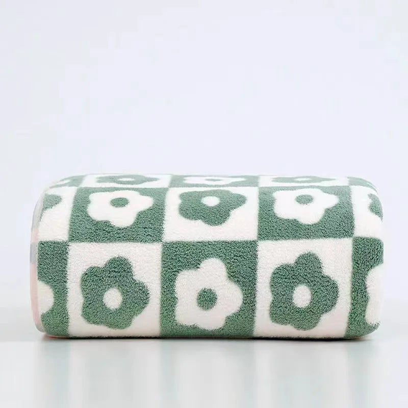 Flower Pattern Coral Velvet Towel