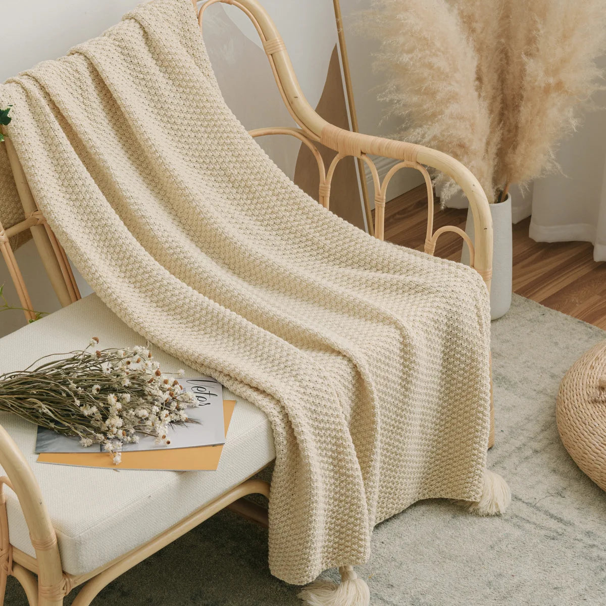Wool Knit Throw Blanket