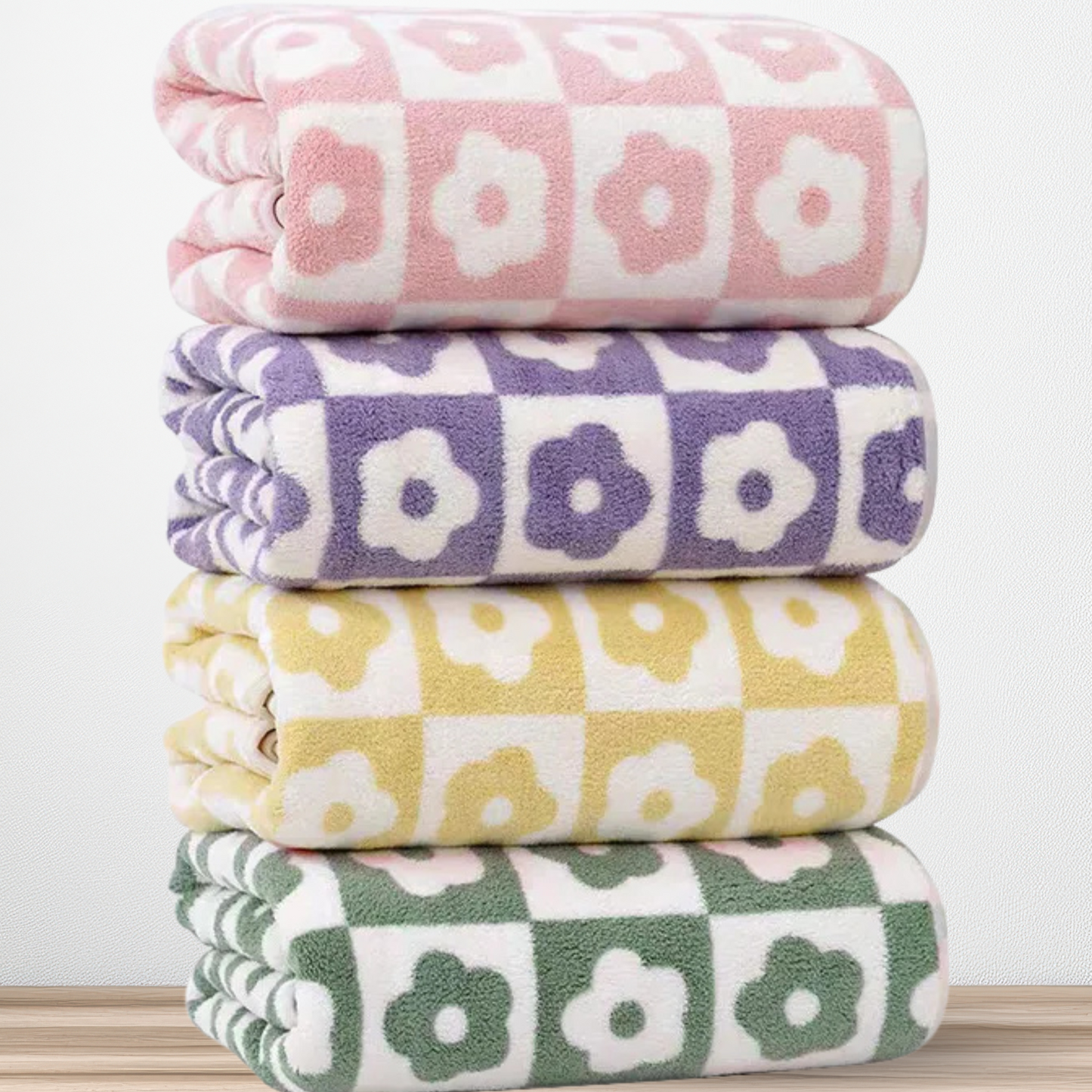Flower Pattern Coral Velvet Towel